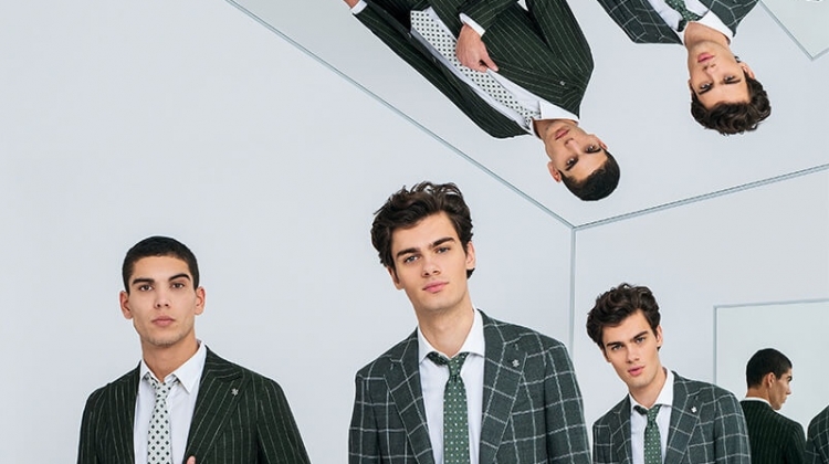 Pouring on the charm, Samuele Urbani and Alexandru Gorincioi come together for Lubiam's spring-summer 2020 campaign.