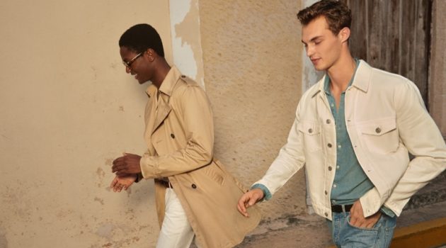 Models Hamid Onifade and Kit Butler come together for Mango's spring-summer 2020 campaign.