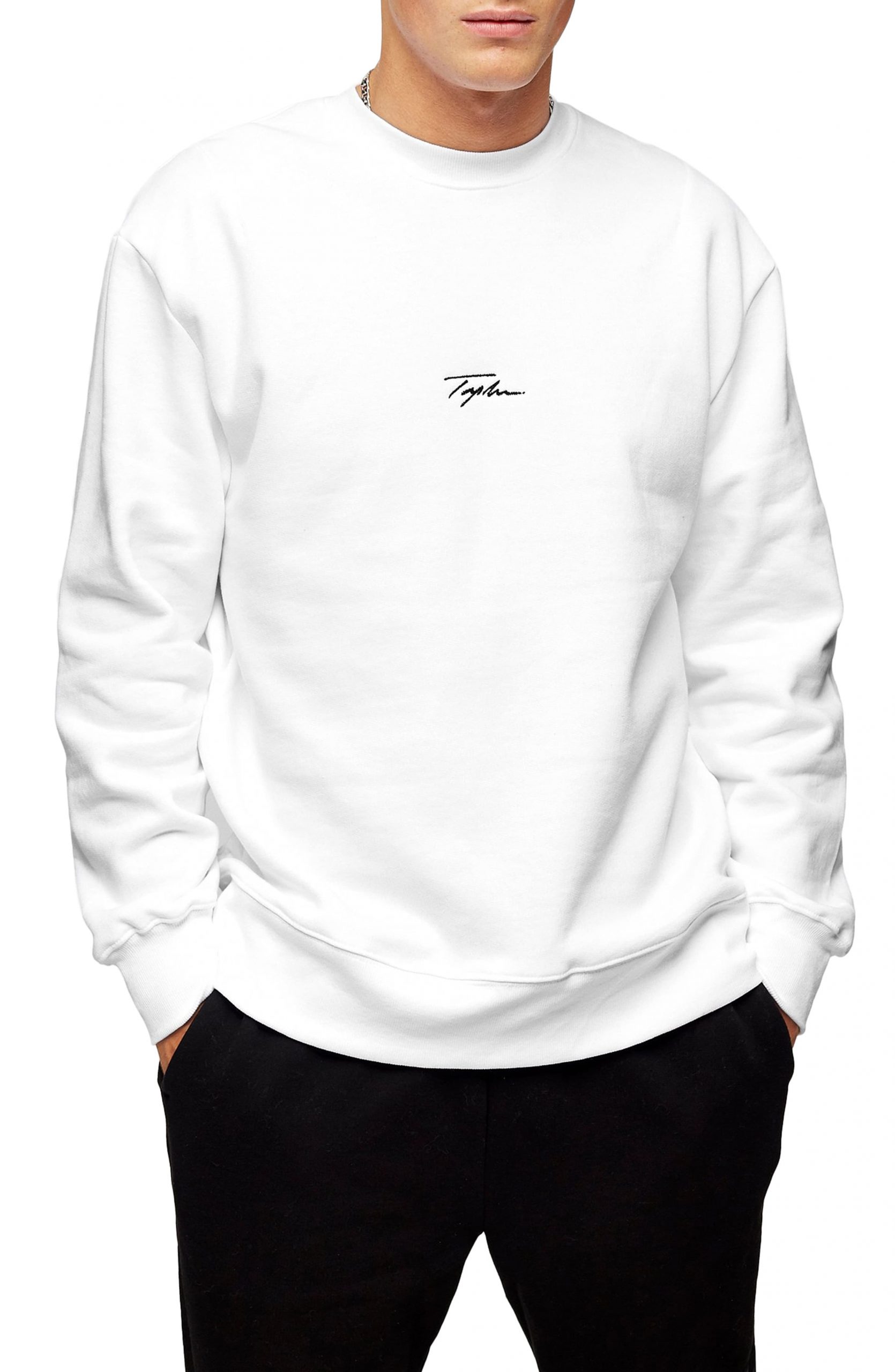 white crew neck sweatshirt mens