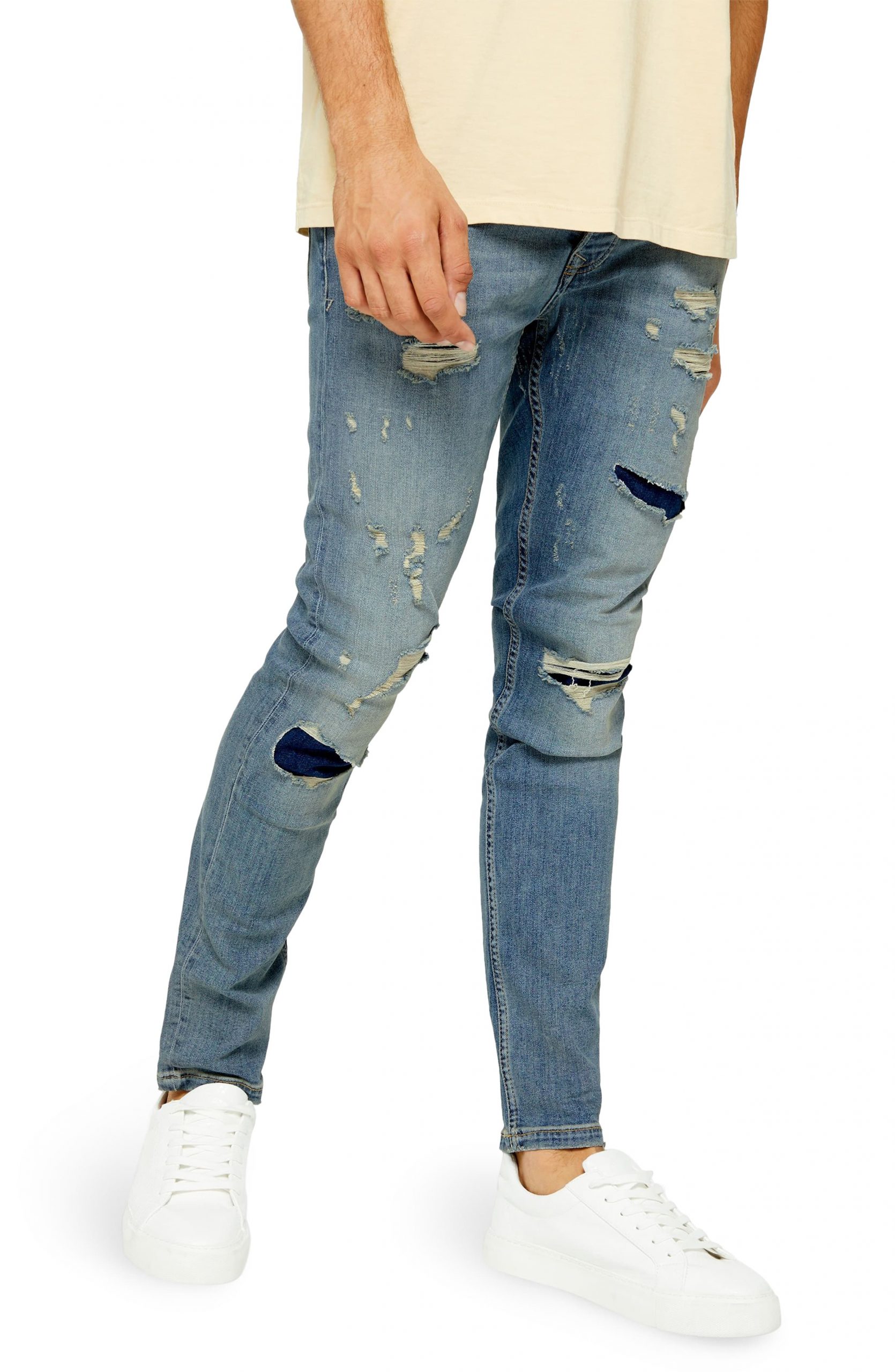 Men’s Topman Skinny Fit Rip & Repair Jeans, Size 30 x 32 - Blue | The ...