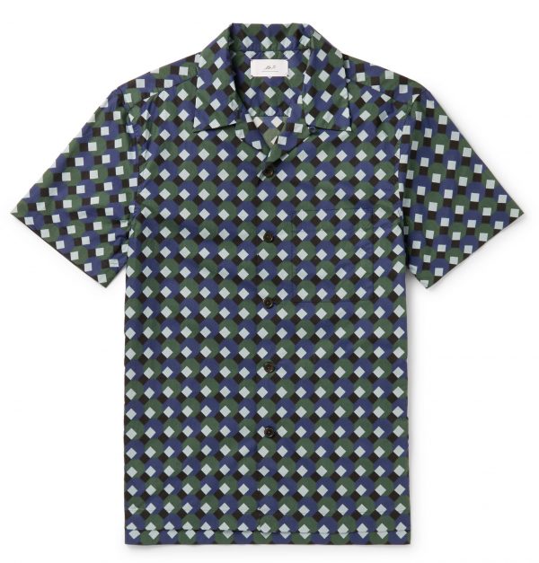 Mr P. - Camp-Collar Printed Cotton Shirt - Men - Green | The Fashionisto