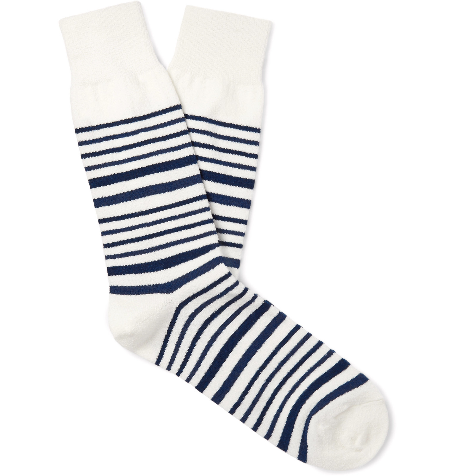 Mr P. - Striped Cotton-Blend Socks - Men - White | The Fashionisto