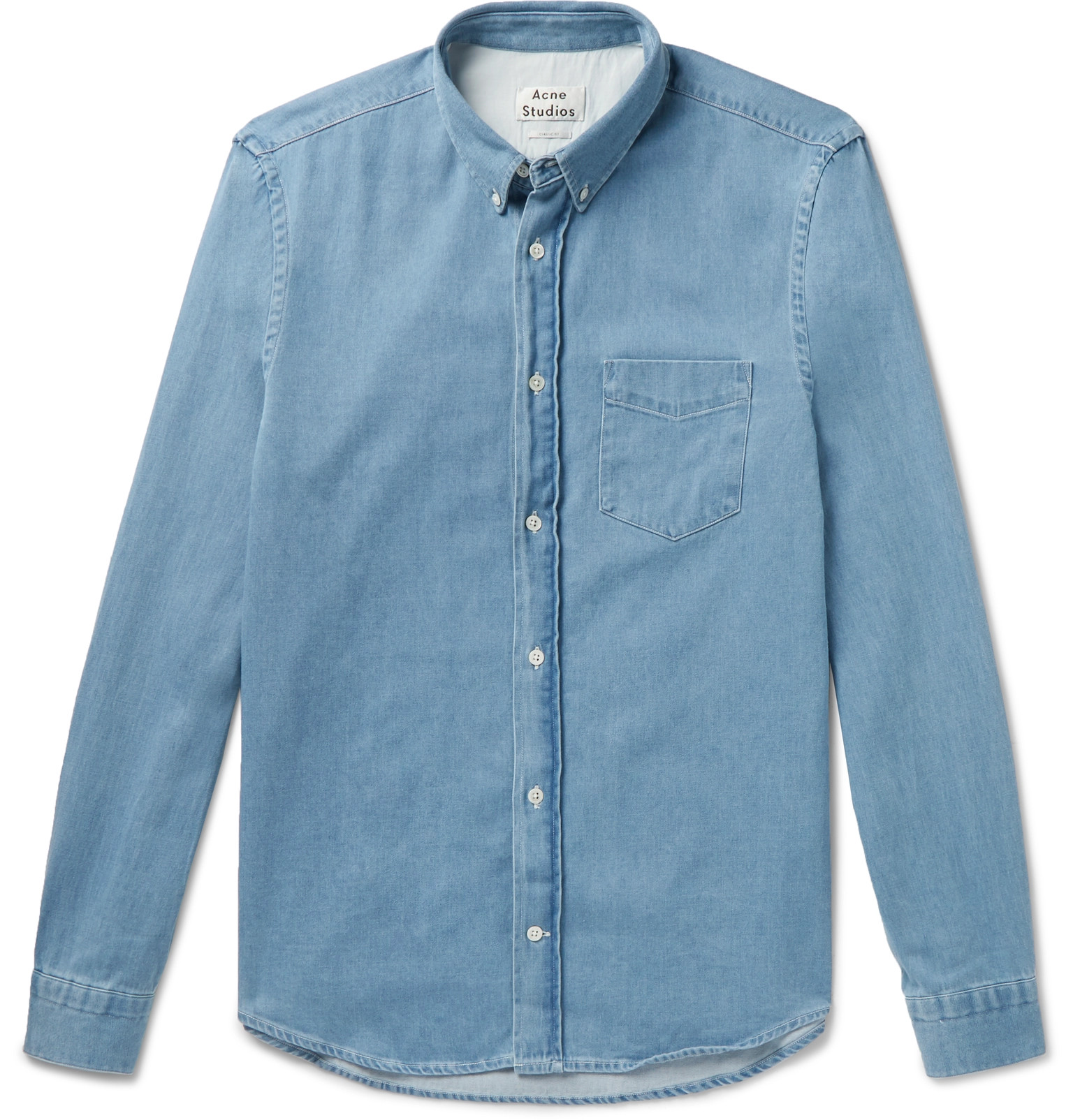 Acne Studios - Button-Down Collar Cotton-Chambray Shirt - Men - Blue ...