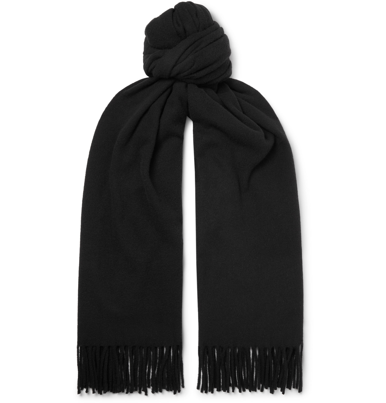 Acne Studios - Fringed Mélange Wool Scarf - Men - Black | The Fashionisto