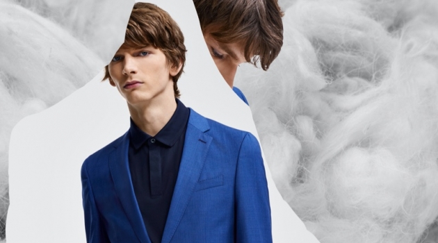 Model Erik Van Gils sports a dashing blue suit from BOSS' Responsible Tailoring collection.