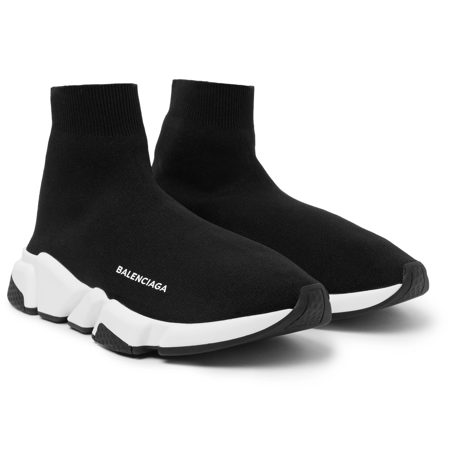 Balenciaga - Speed Sock Stretch-Knit Slip-On Sneakers - Men - Black ...