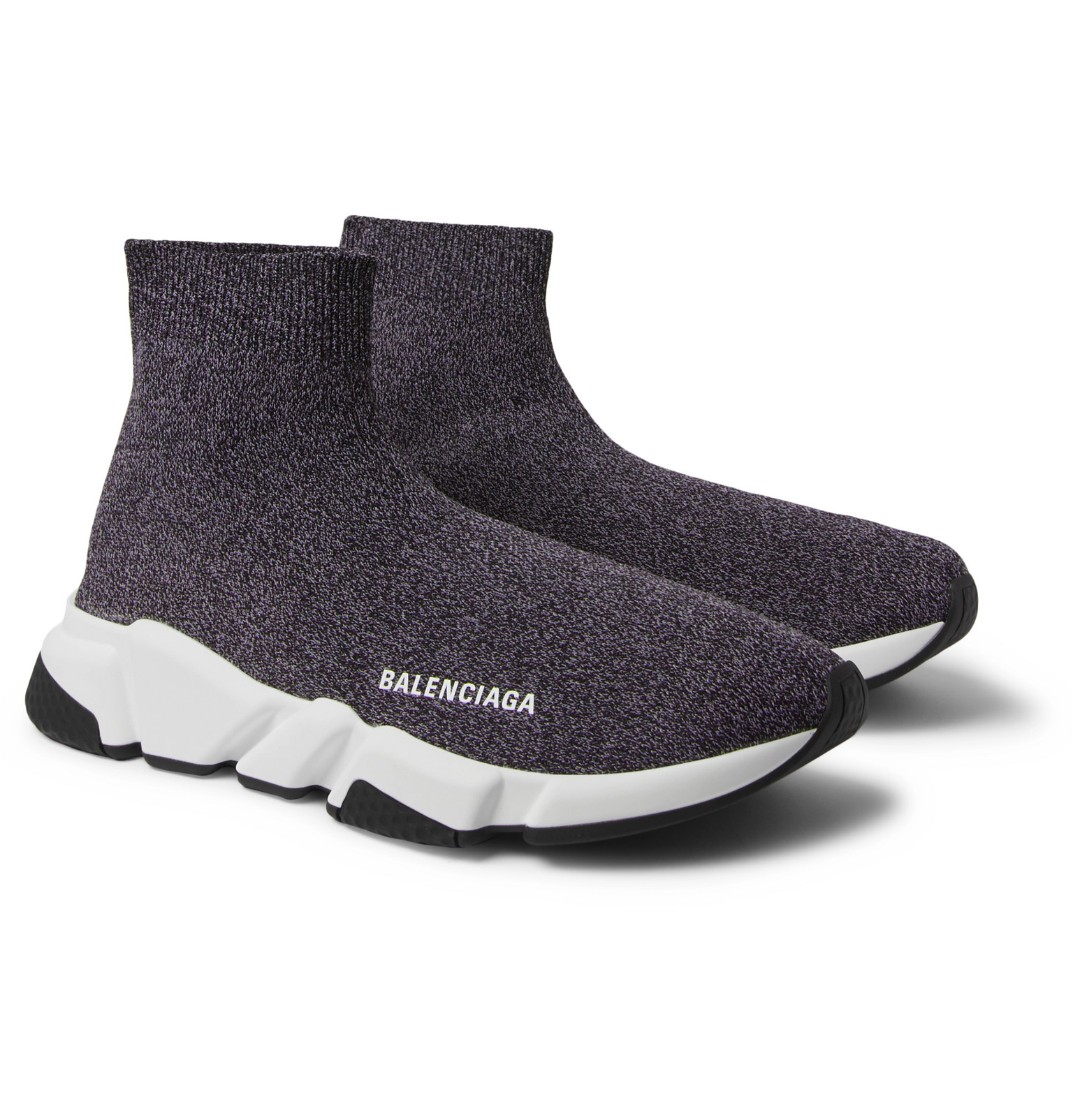 Balenciaga - Speed Sock Stretch-Knit Slip-On Sneakers - Men - Gray ...