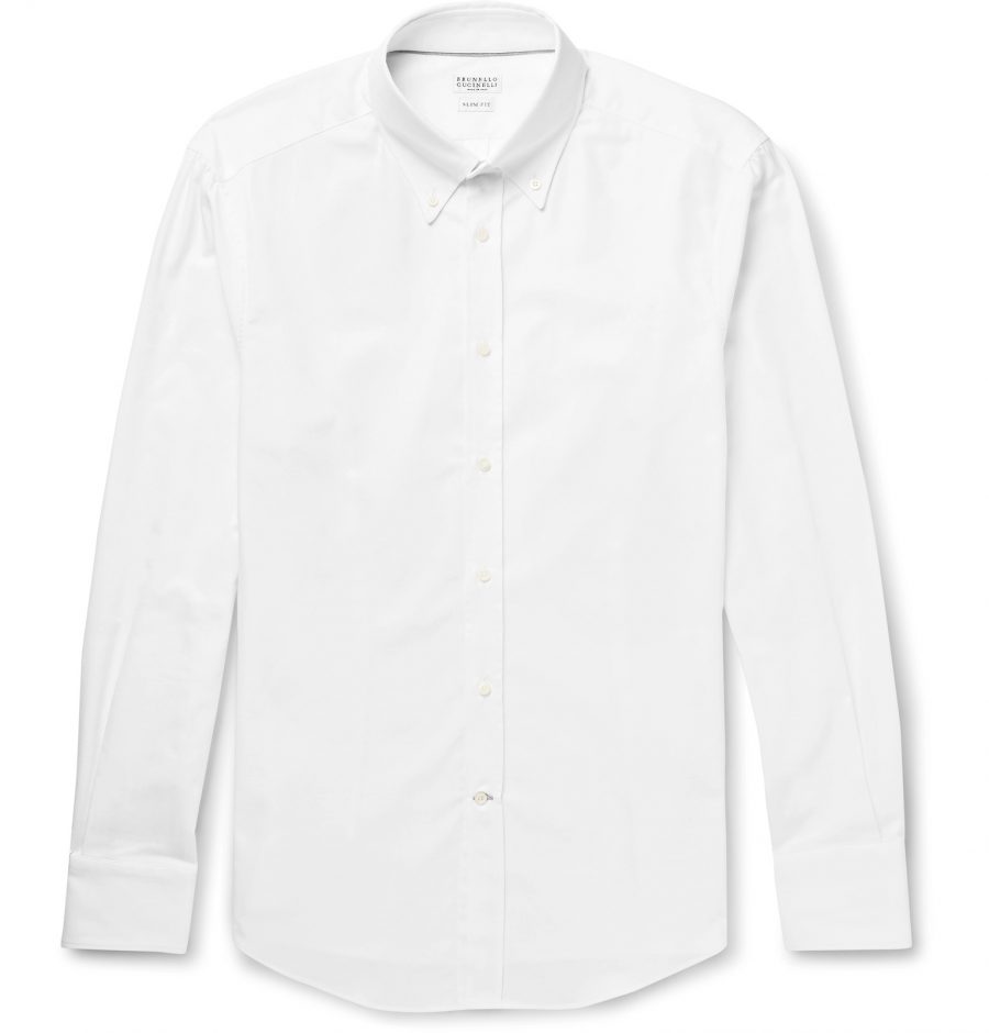 Brunello Cucinelli - Button-Down Collar Cotton Shirt - Men - White ...