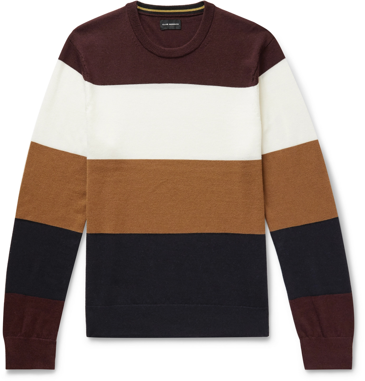 Club Monaco - Colour-Block Merino Wool Sweater - Men - Burgundy | The ...