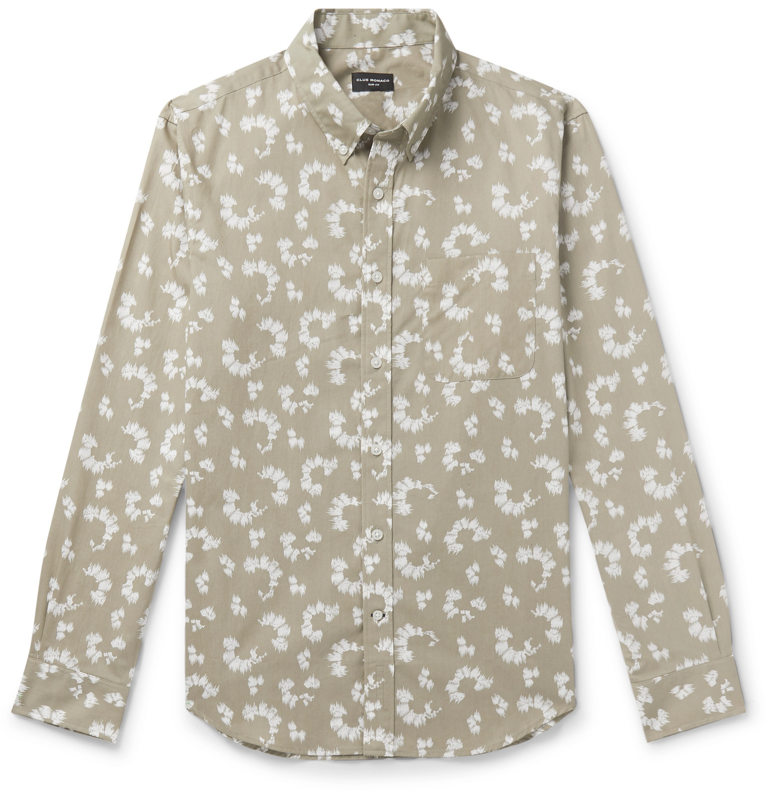 Club Monaco - Slim-Fit Button-Down Collar Printed Cotton Shirt - Men ...