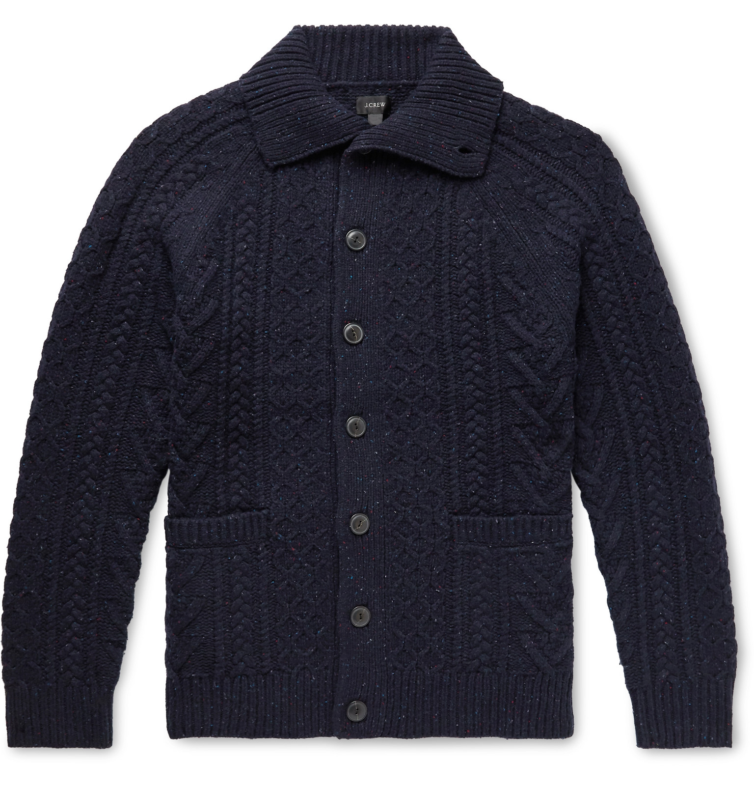 J.Crew - Cable-Knit Donegal Merino Wool-Blend Cardigan - Men - Blue ...