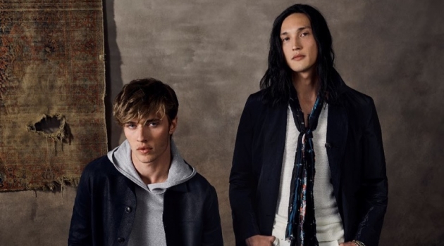 Models Lucky Blue Smith and Joshua Smoot front John Varvatos' spring-summer 2020 campaign.