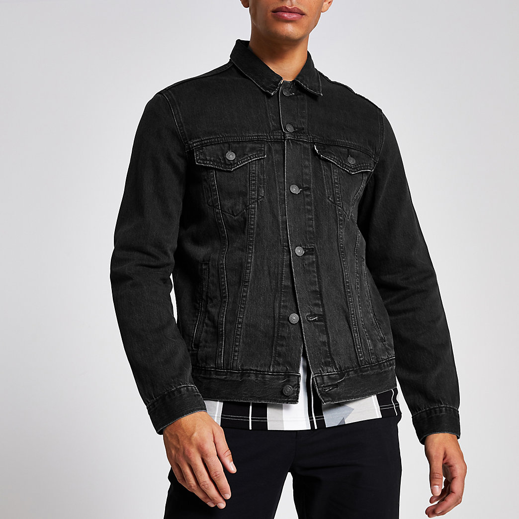levis mens black jean jacket