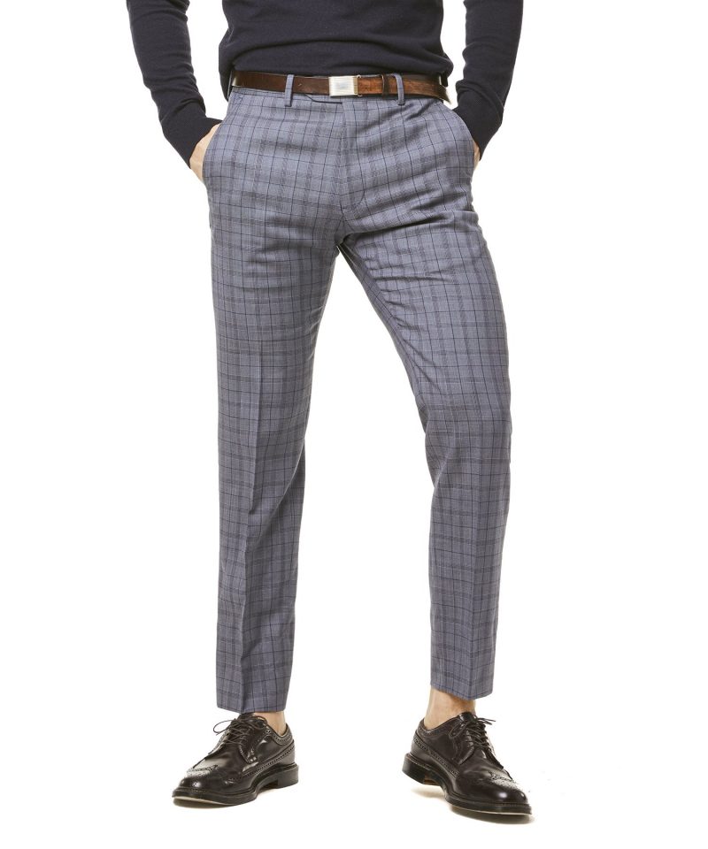 Navy and Grey Tropical Wool Plaid Sutton Suit Trouser | The Fashionisto