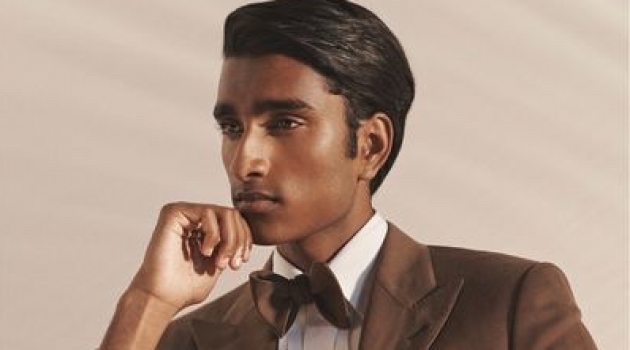 Jeenu Mahadevan is a dashing vision in a brown suit jacket for Ralph Lauren Purple Label's spring-summer 2020 campaign.