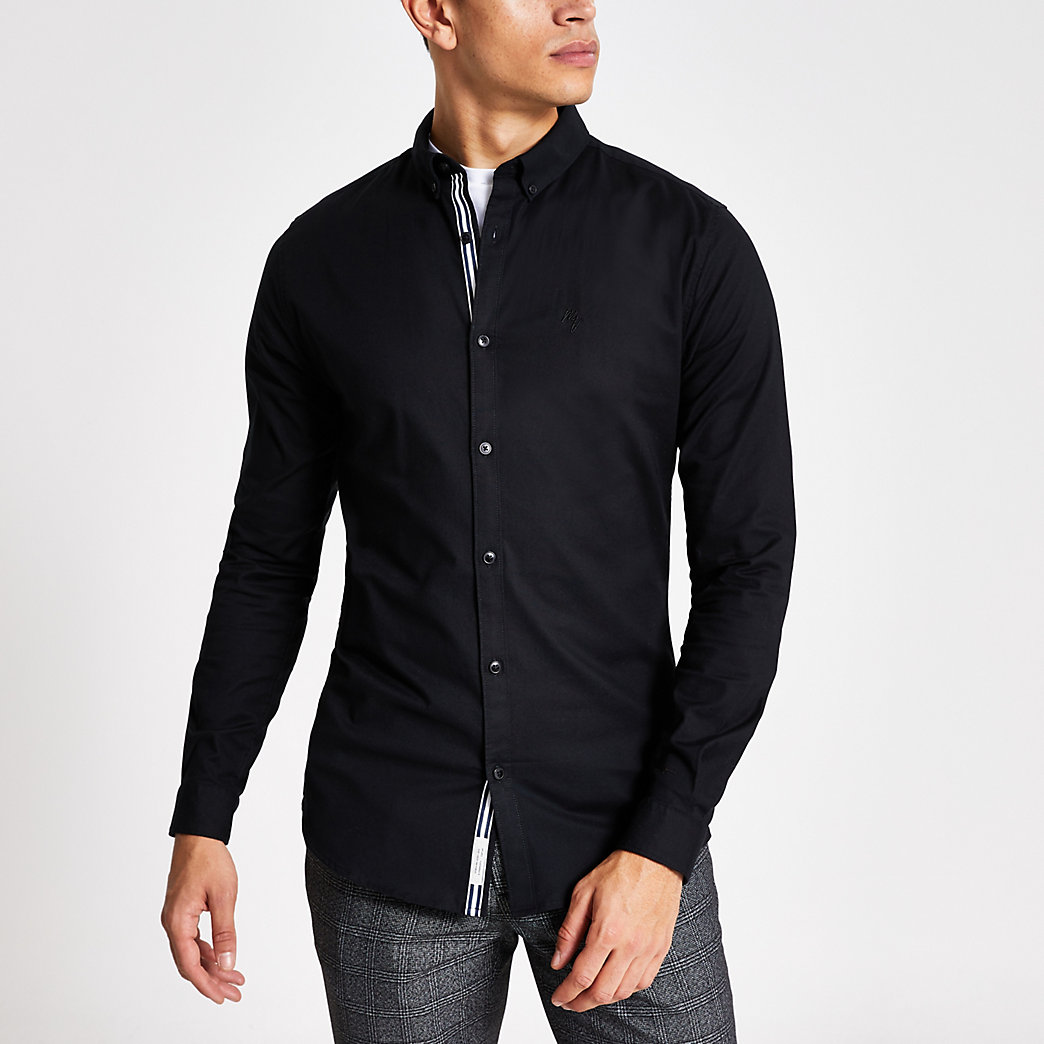 black oxford shirt mens