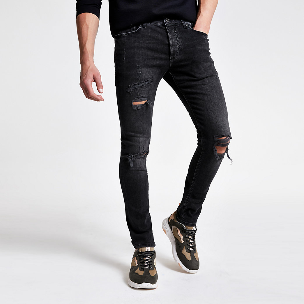 black distressed skinny jeans mens