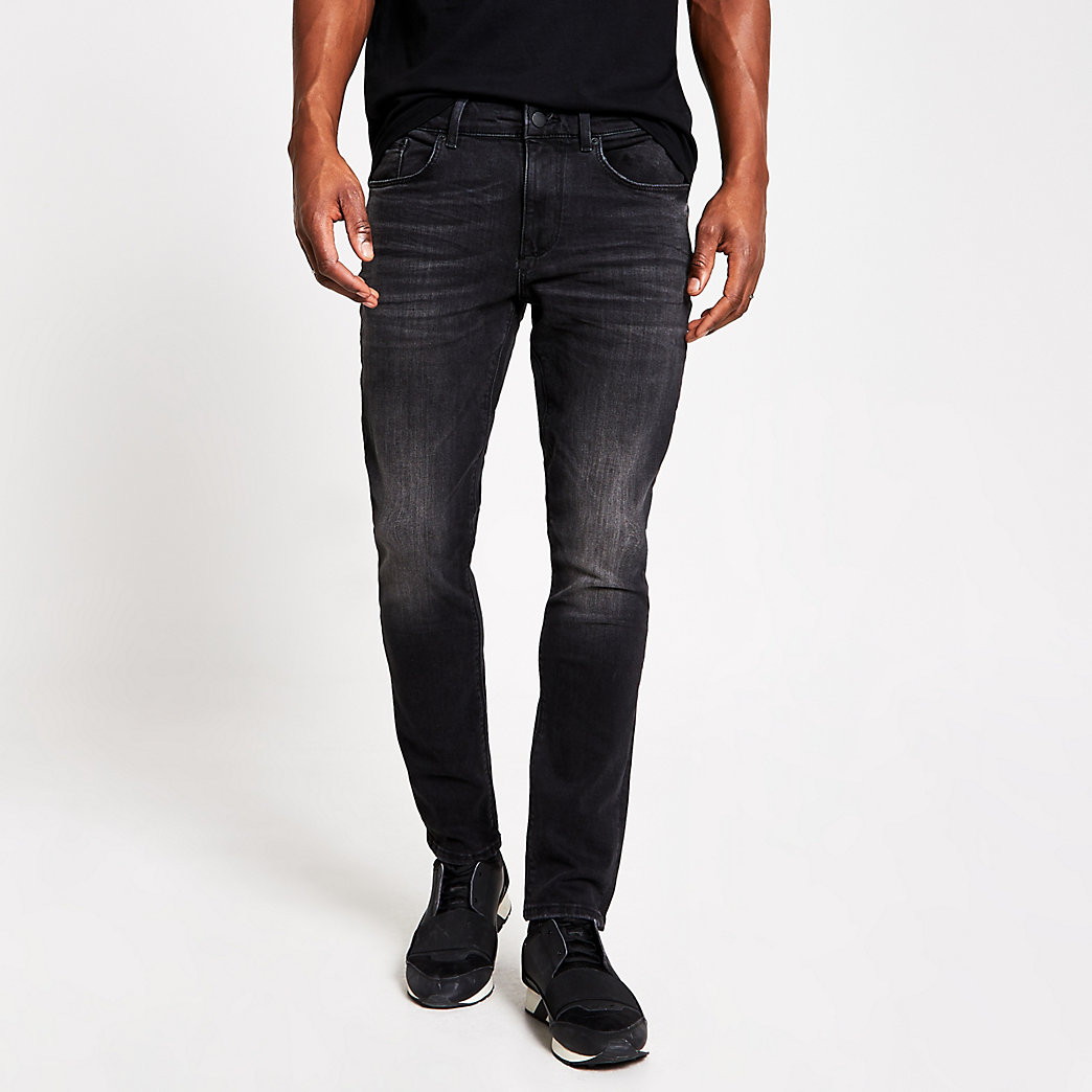 skinny stretch jeans mens black