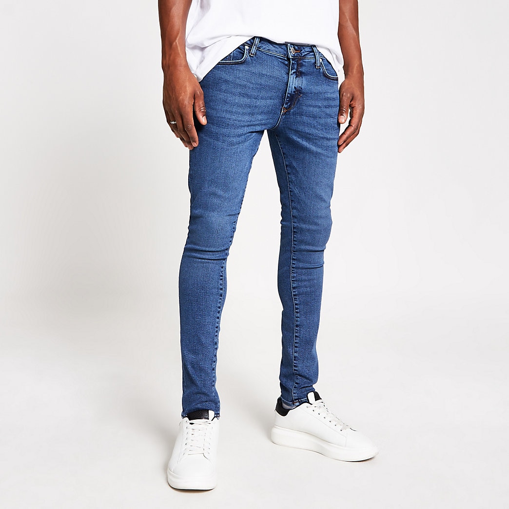 blue skinny stretch jeans mens