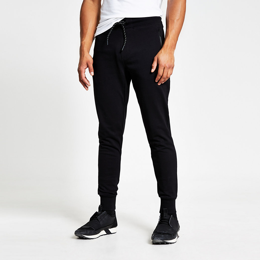 mens black cuffed joggers