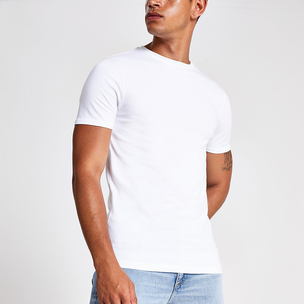 mens white muscle fit shirt