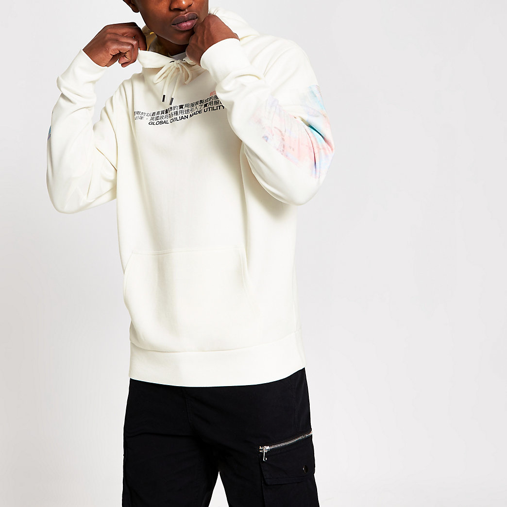 mens white slim fit hoodie