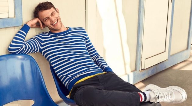 All smiles, Guillaume Babouin stars in s.Oliver's spring-summer 2020 campaign.