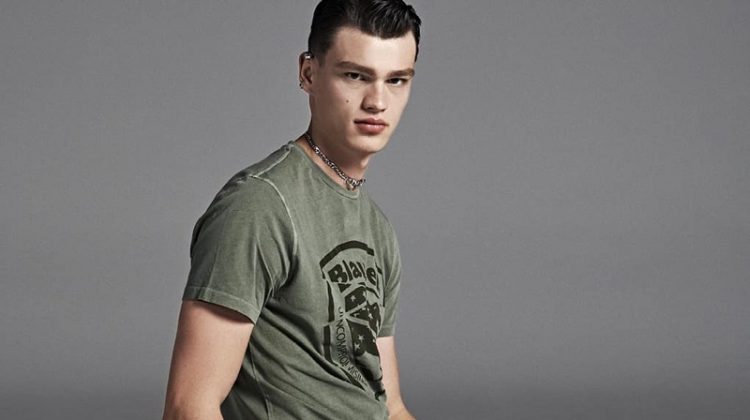 Embracing military-inspired style, Filip Hrivnak fronts Blauer USA's spring-summer 2020 campaign.