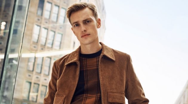 Front and center, Victor Nylander appears in David Jones' spring-summer 2020 campaign.