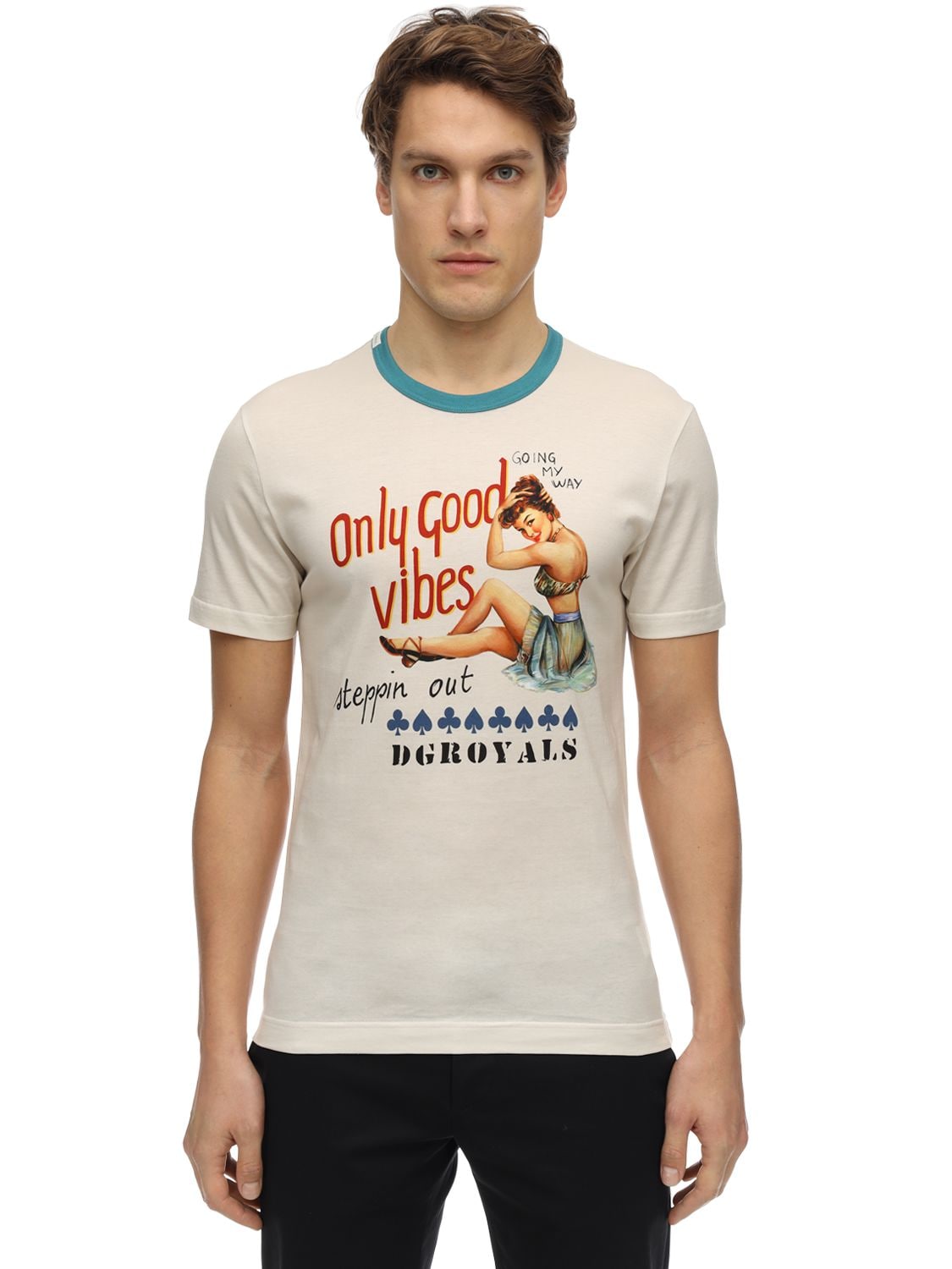 Dg Pin Up Print Cotton Jersey T Shirt The Fashionisto