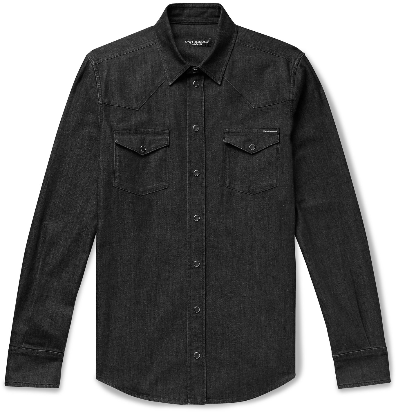 faded black denim shirt