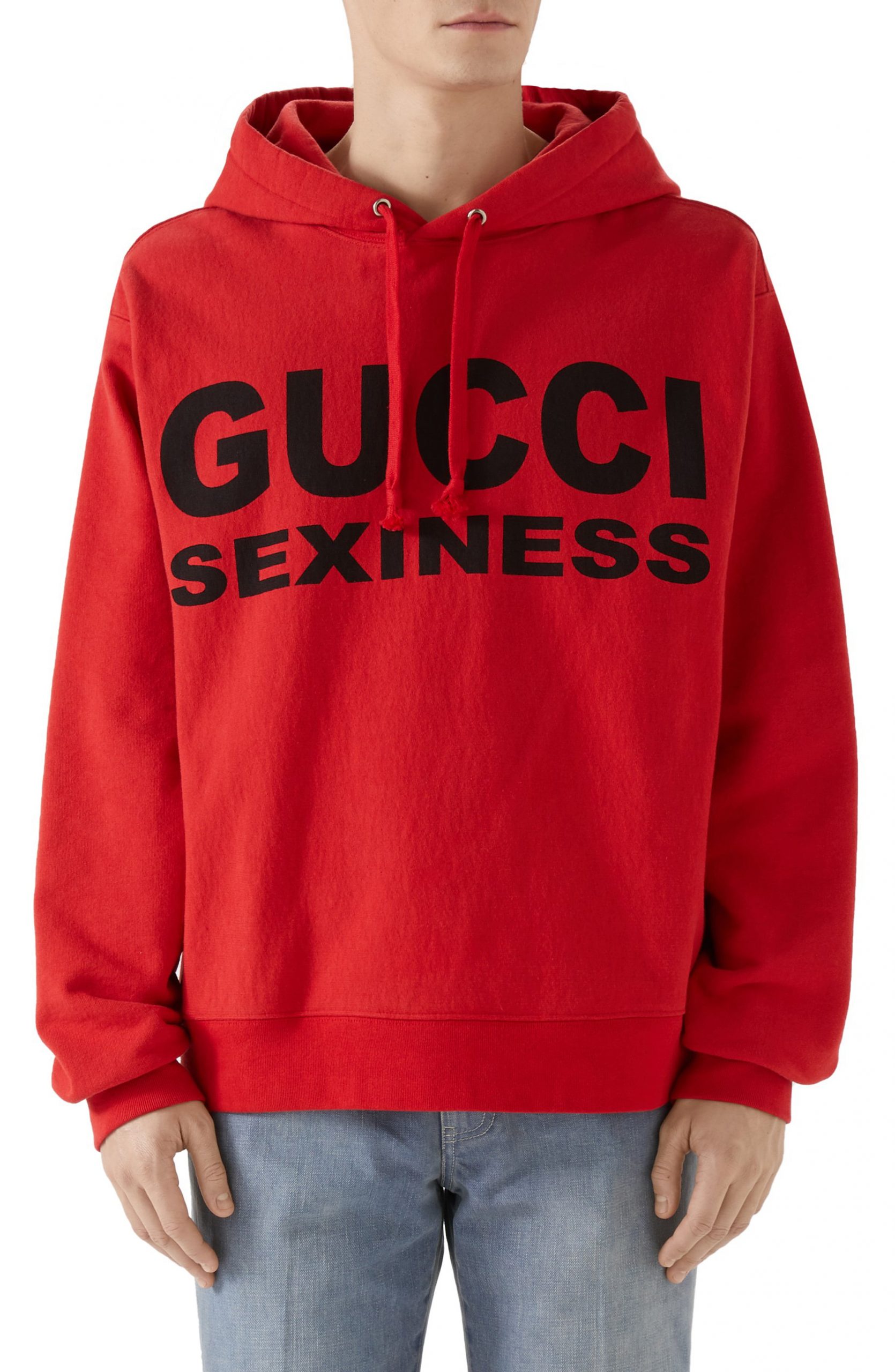 Men’s Gucci Sexiness Logo Graphic Cotton Hoodie, Size X-Small - Red