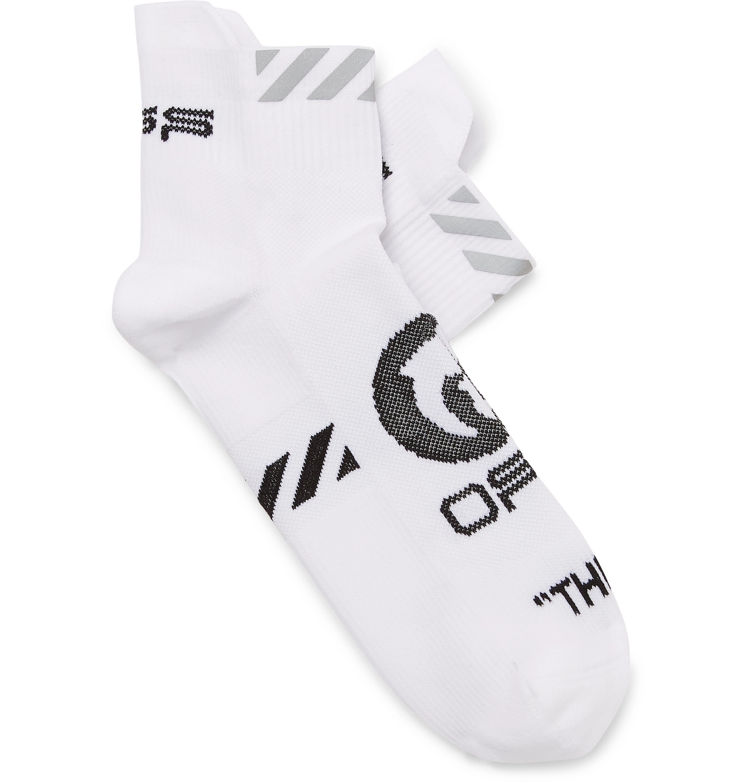 Off-White - Logo-Intarsia Stretch-Knit Socks - Men - White | The ...