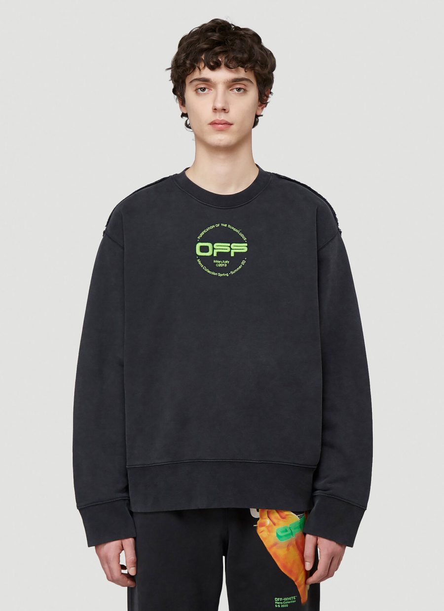 Off-White Printed Logo Sweatshirt in Black size XL | The Fashionisto