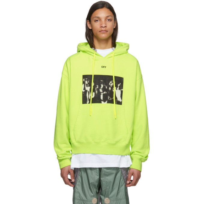 Off-White Yellow Spray Paint Over Hoodie | The Fashionisto