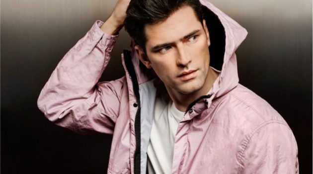 Sean O'Pry wears Stone Island's Membrana 3L TC parka for Holt Renfrew.