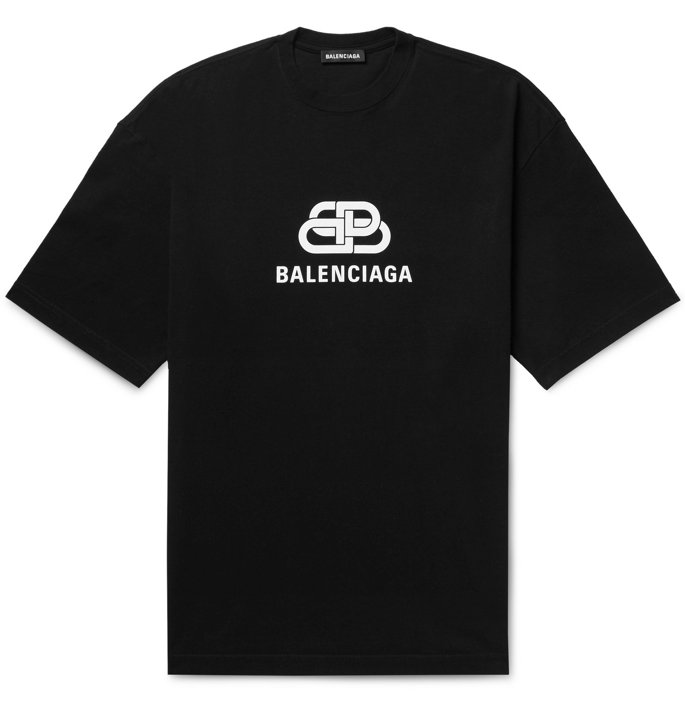 Balenciaga - Oversized Logo-Print Cotton-Jersey T-Shirt - Men - Black ...