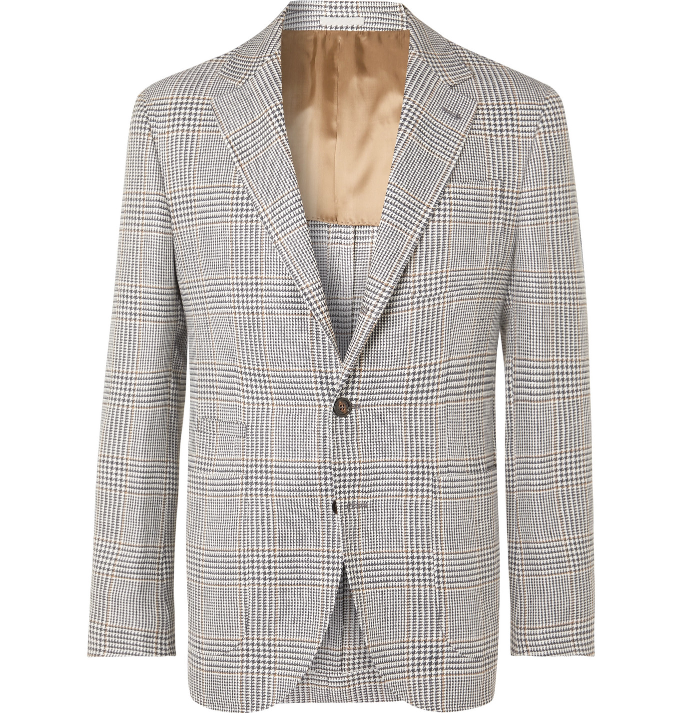 Brunello Cucinelli - Charcoal Slim-Fit Unstructured Houndstooth Linen ...