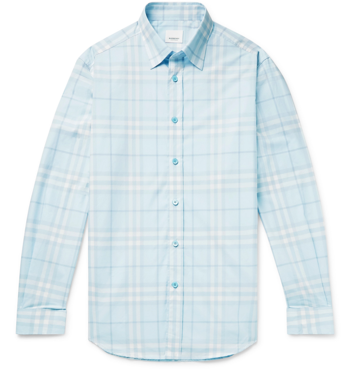 Burberry - Checked Cotton-Poplin Shirt - Men - Blue | The Fashionisto