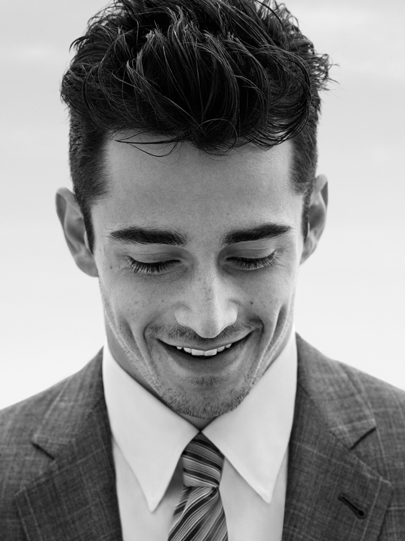 All smiles, Charles Leclerc is the face of Giorgio Armani Made to Measure's spring-summer 2020 campaign.