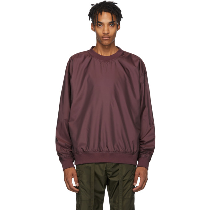 Fear of God Burgundy Nylon Crewneck Sweatshirt | The Fashionisto