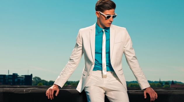 Guy in Colorful White Suit Look