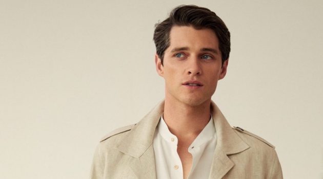 Luke Powell dons a chic linen look from Mango.