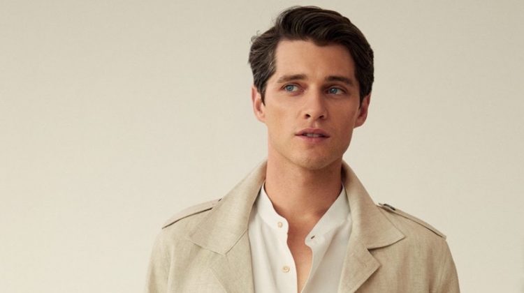 Luke Powell dons a chic linen look from Mango.