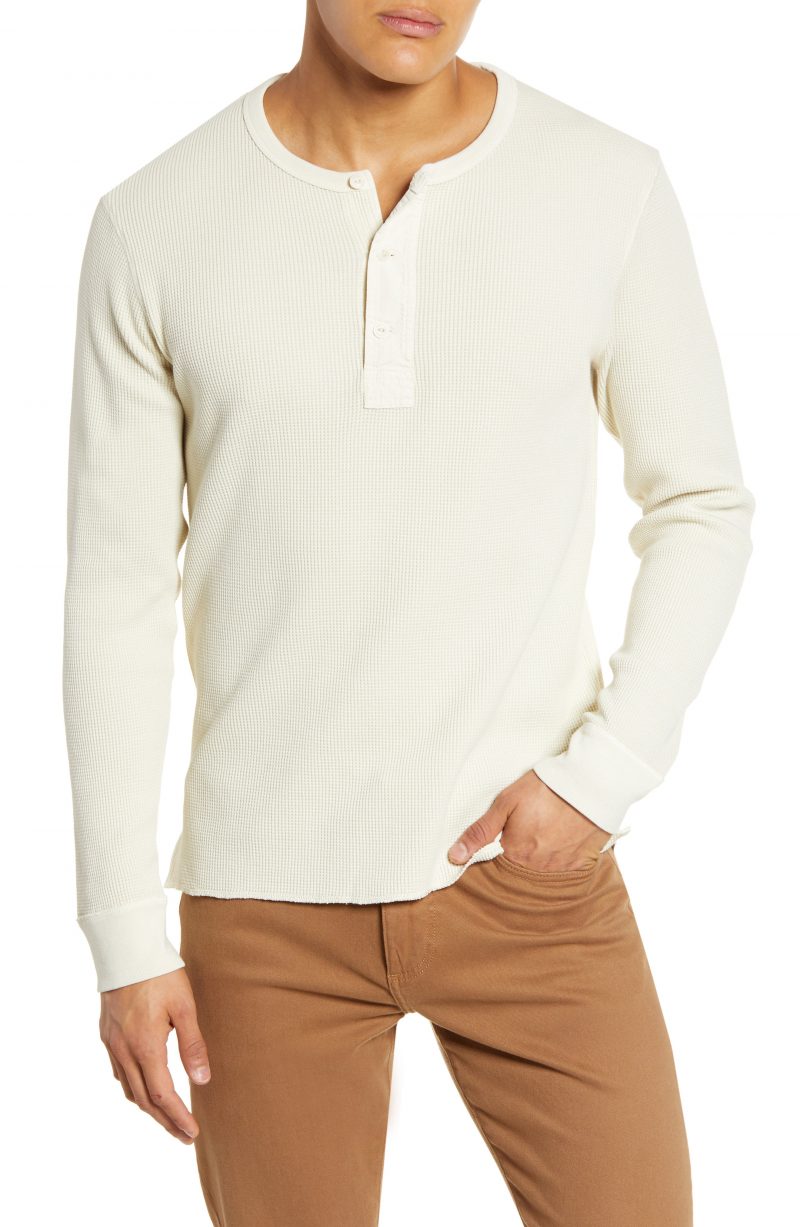 Men’s Madewell Thermal Henley T-Shirt, Size X-Large - Ivory | The ...