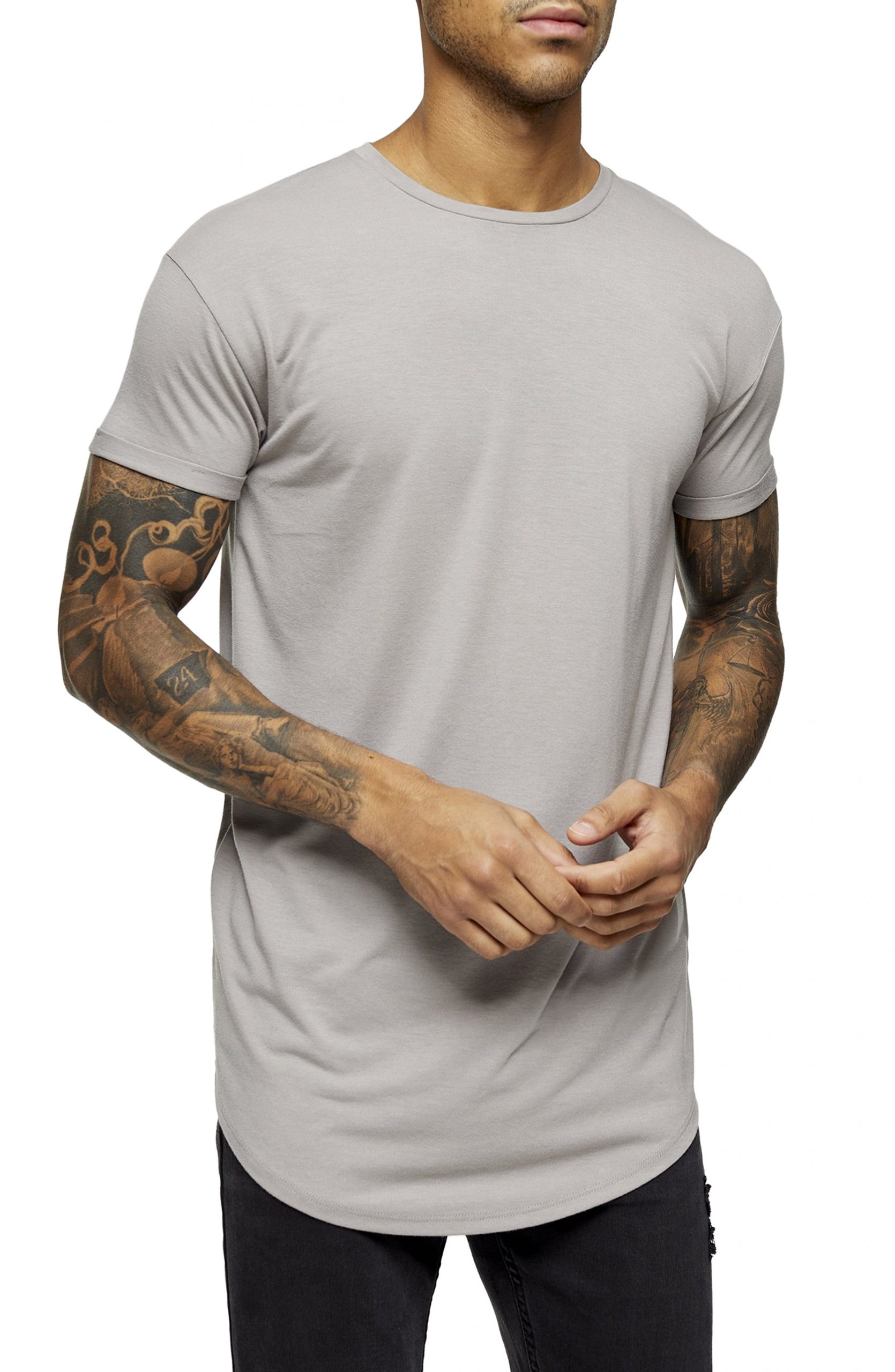 Men’s Topman Scotty Longline Slim Fit T-Shirt, Size Small - Beige | The ...