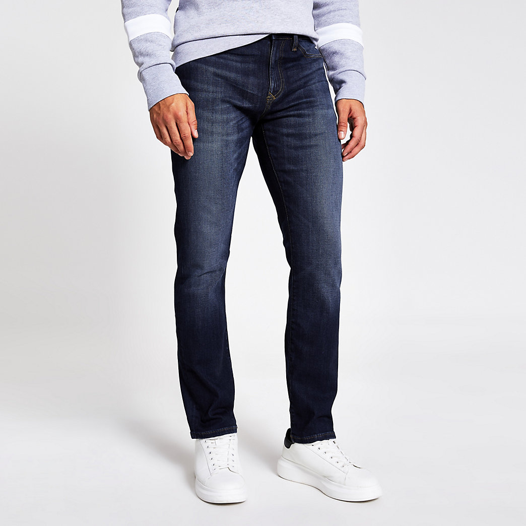 mens dark blue slim fit jeans