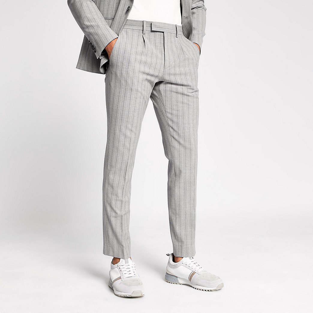 mens pinstripe skinny trousers