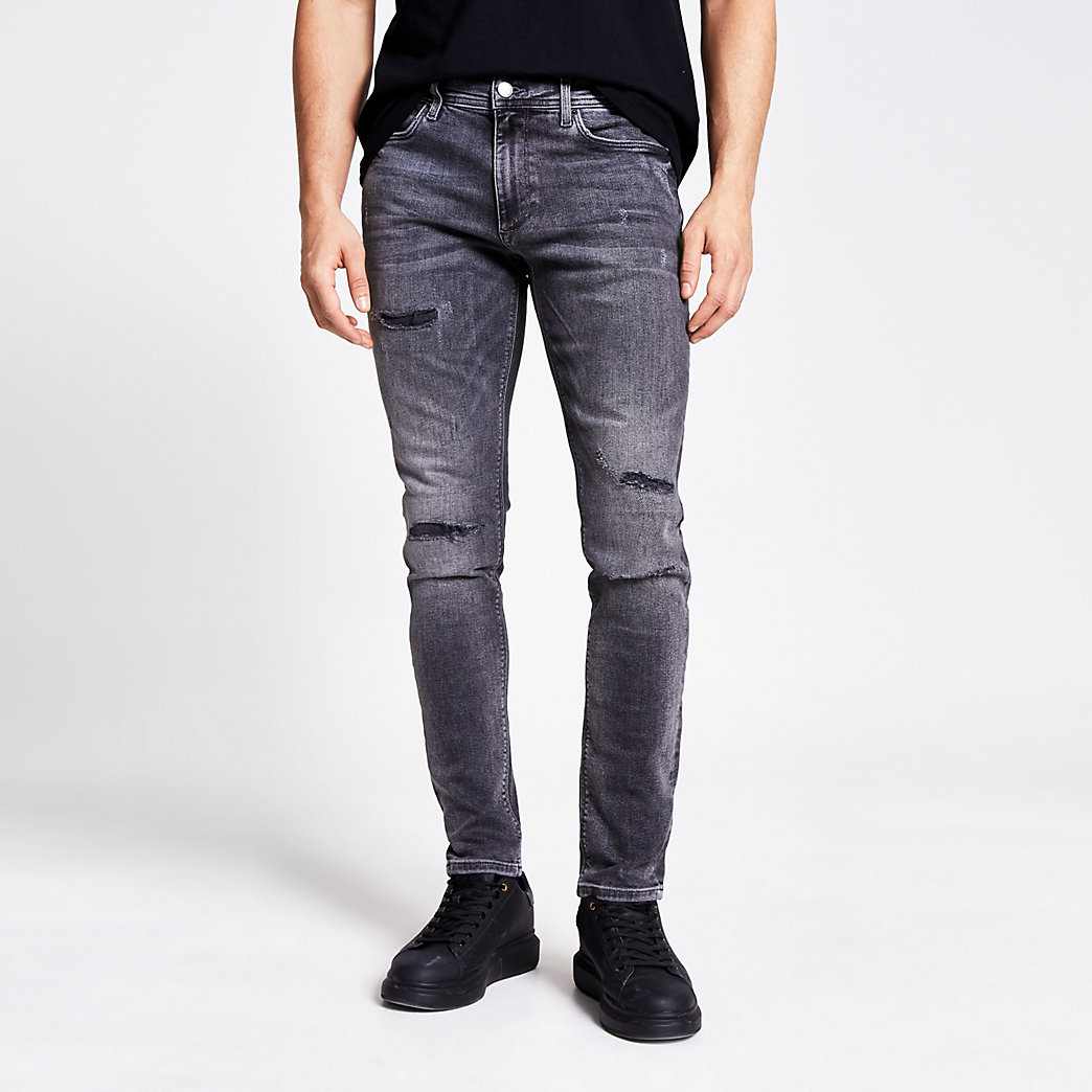 mens grey skinny jeans ripped