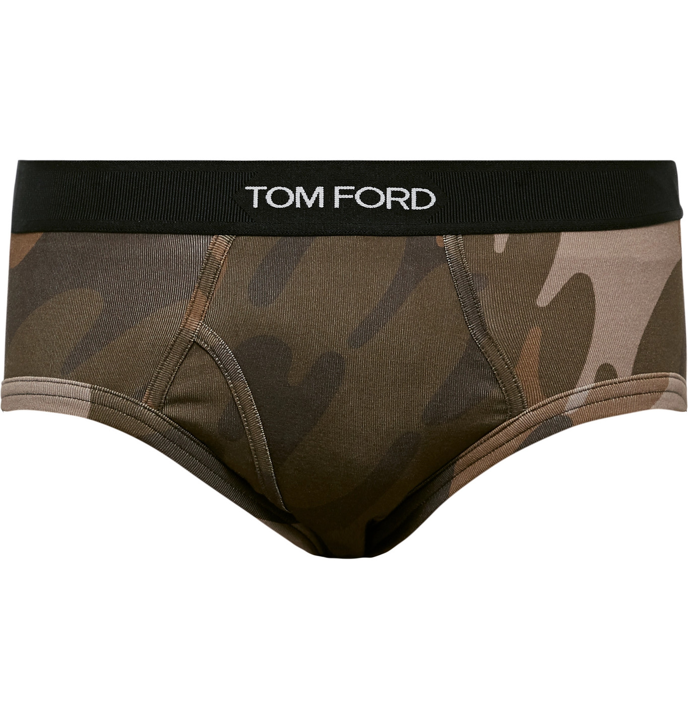 TOM FORD - Camouflage-Print Stretch-Cotton Briefs - Men - Green | The ...